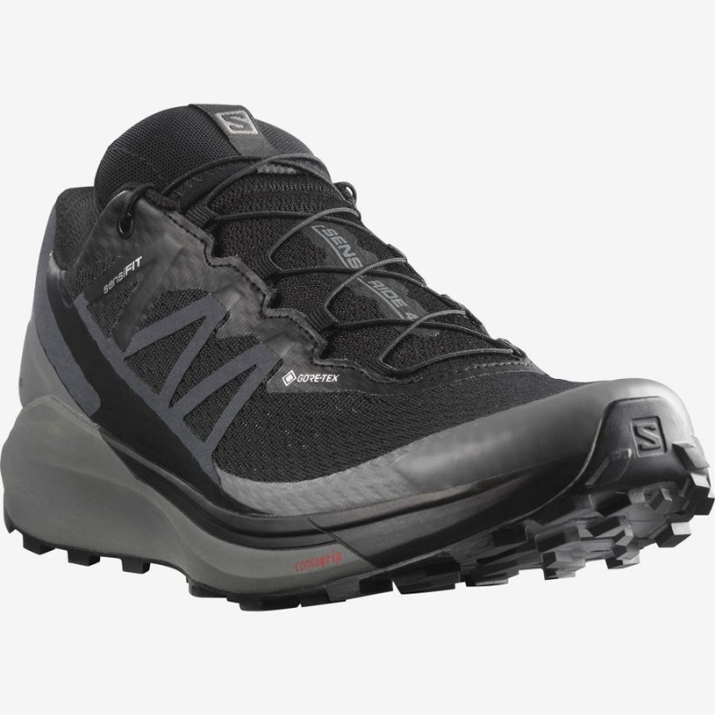 Zapatillas Trail Running Salomon SENSE RIDE 4 GORE-TEX INVISIBLE FIT Hombre Negras Negras | EC2106VRW