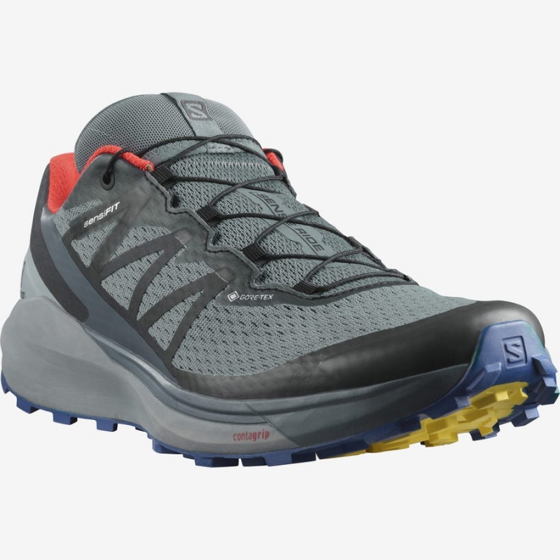 Zapatillas Trail Running Salomon SENSE RIDE 4 GORE-TEX INVISIBLE FIT Hombre Verde Oliva | EC2107BEX