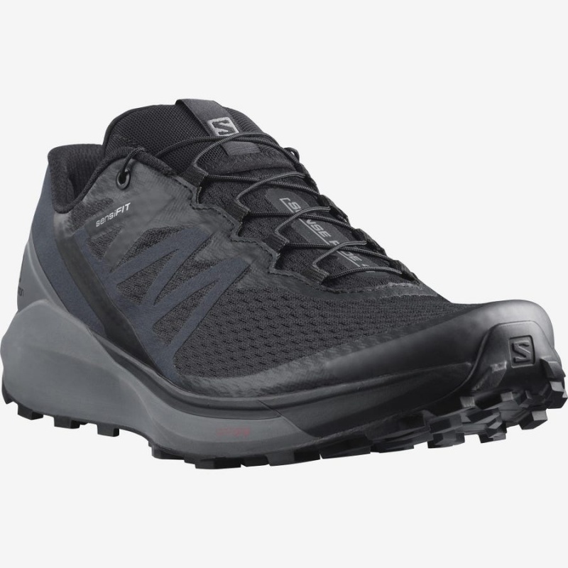 Zapatillas Trail Running Salomon SENSE RIDE 4 Hombre Negras Gris | EC2134BEX