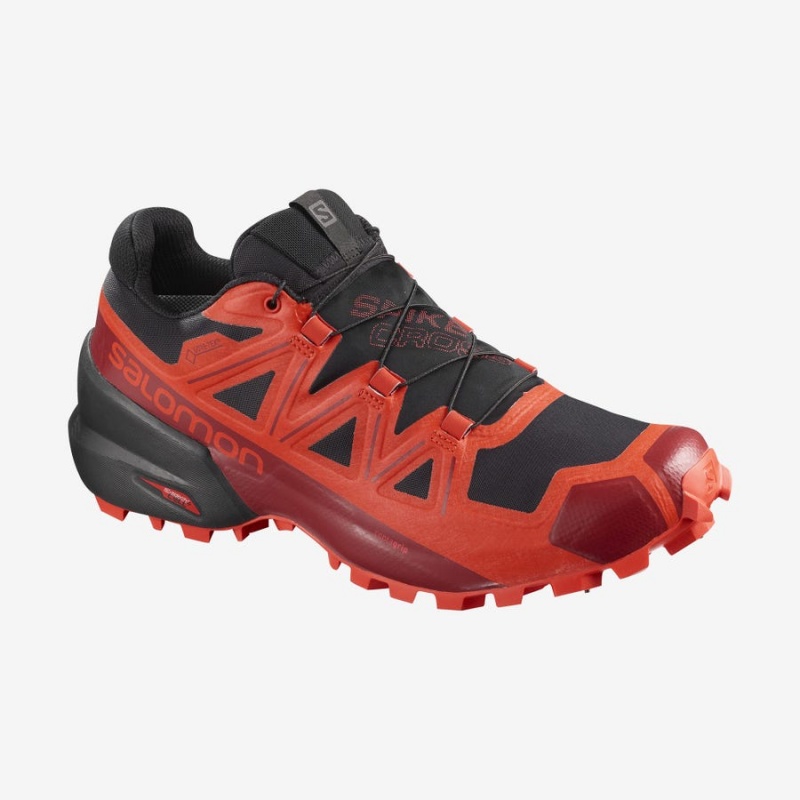 Zapatillas Trail Running Salomon SPIKECROSS 5 GORE-TEX Hombre Negras Rojas | EC2100JPQ