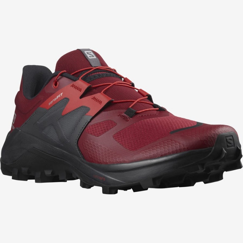 Zapatillas Trail Running Salomon WILDCROSS 2 Hombre Negras Rojas | EC2103ZUT