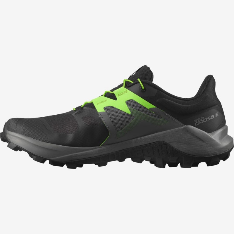 Zapatillas Trail Running Salomon WILDCROSS 2 Hombre Negras Verde | EC2104XYU