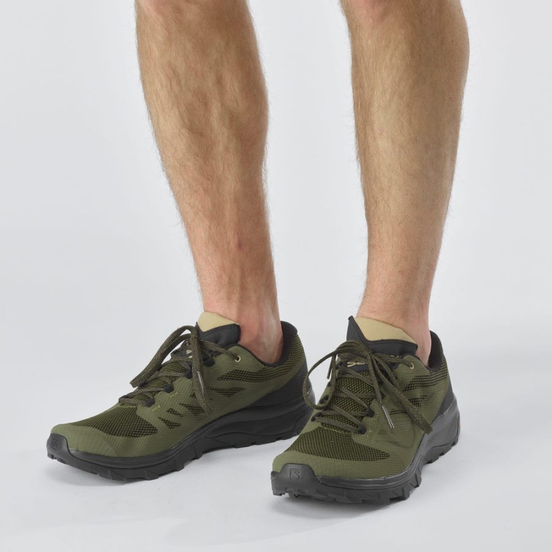 Zapatillas de Senderismo Salomon OUTLINE GORE-TEX Hombre Verde Oliva Negras | EC2025DFM