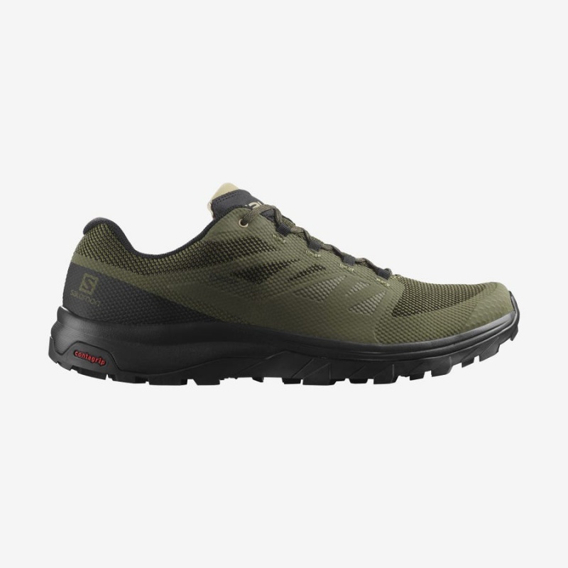 Zapatillas de Senderismo Salomon OUTLINE GORE-TEX Hombre Verde Oliva Negras | EC2025DFM