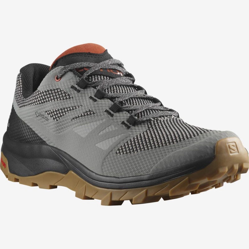 Zapatillas de Senderismo Salomon OUTLINE GORE-TEX Hombre Gris Negras | EC2027GSO