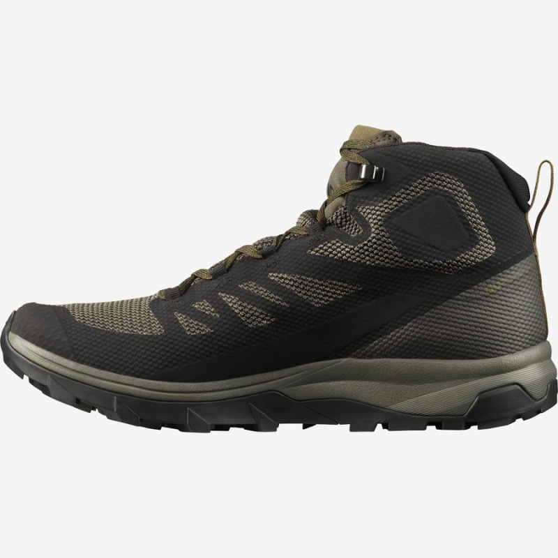 Zapatillas de Senderismo Salomon OUTLINE MID GORE-TEX Hombre Verde Oliva Negras | EC2028HAP