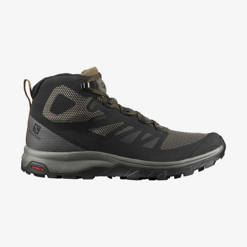 Zapatillas de Senderismo Salomon OUTLINE MID GORE-TEX Hombre Verde Oliva Negras | EC2028HAP