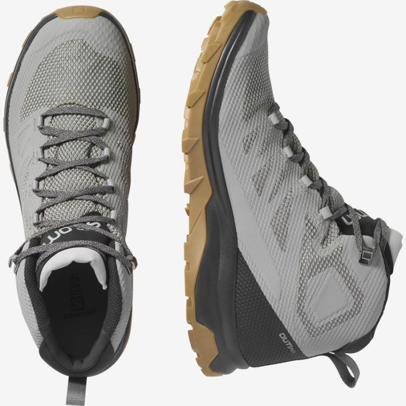 Zapatillas de Senderismo Salomon OUTLINE MID GORE-TEX Hombre Gris Negras | EC2029JPQ