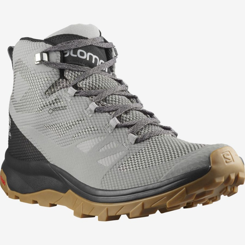 Zapatillas de Senderismo Salomon OUTLINE MID GORE-TEX Hombre Gris Negras | EC2029JPQ