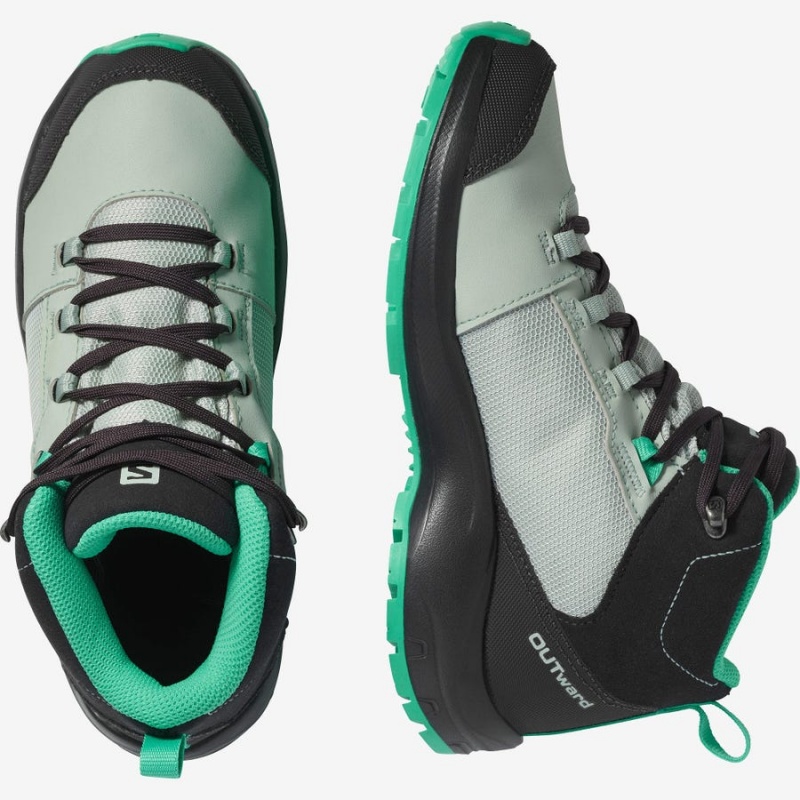 Zapatillas de Senderismo Salomon OUTWARD CLIMASALOMON™ WATERPROOF Niños Verde Menta | EC3585CTV