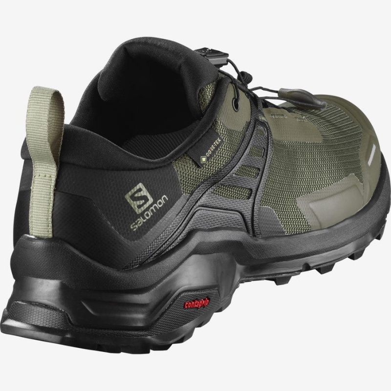 Zapatillas de Senderismo Salomon X RAISE GORE-TEX Hombre Negras Verde Oliva | EC2023AHK