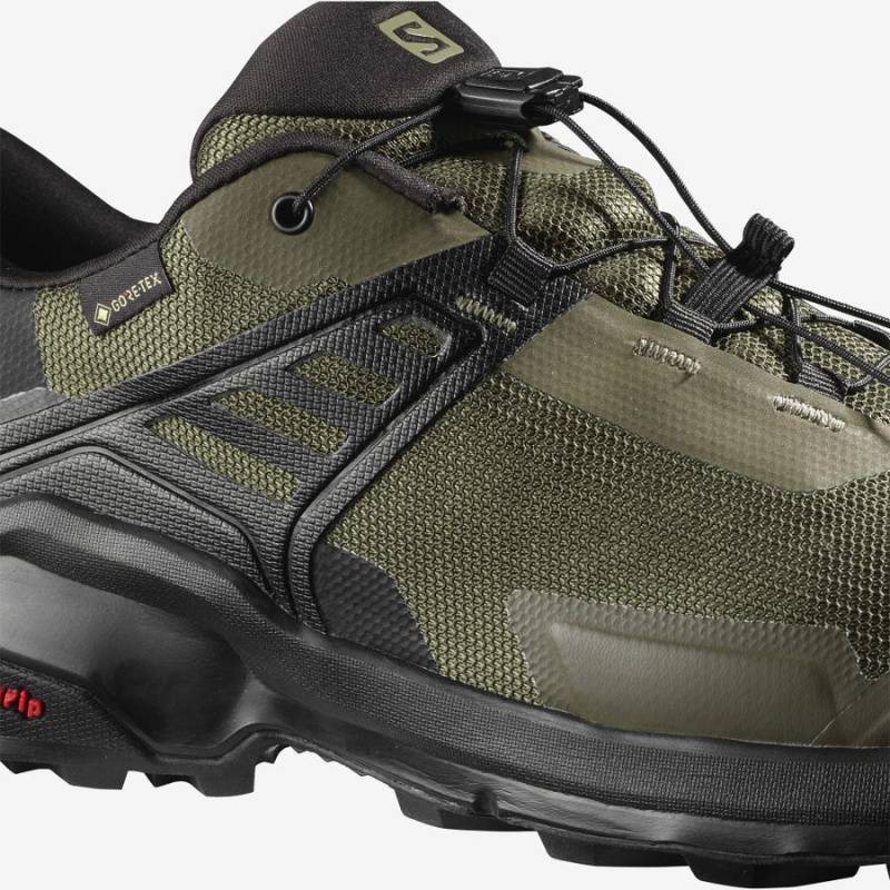 Zapatillas de Senderismo Salomon X RAISE GORE-TEX Hombre Negras Verde Oliva | EC2023AHK