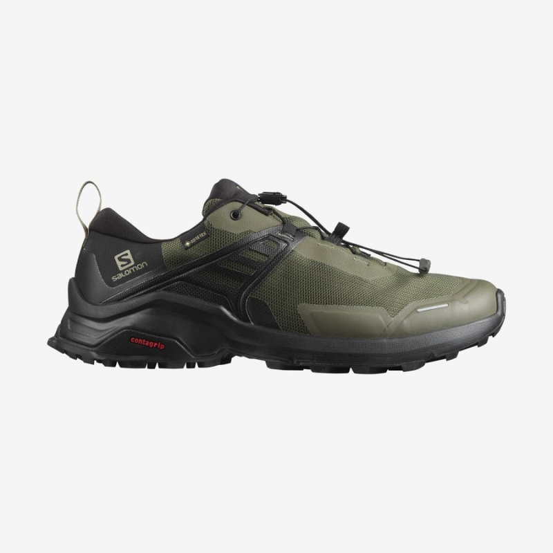 Zapatillas de Senderismo Salomon X RAISE GORE-TEX Hombre Negras Verde Oliva | EC2023AHK