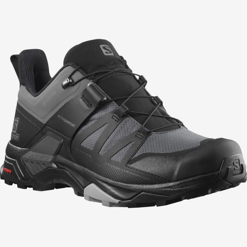 Zapatillas de Senderismo Salomon X ULTRA 4 GORE-TEX Hombre Gris Negras | EC2034CTV