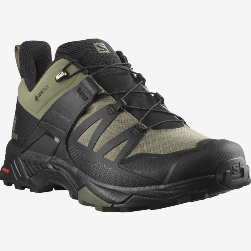 Zapatillas de Senderismo Salomon X ULTRA 4 WIDE GORE-TEX Hombre Verde Oliva Negras | EC2073HAP