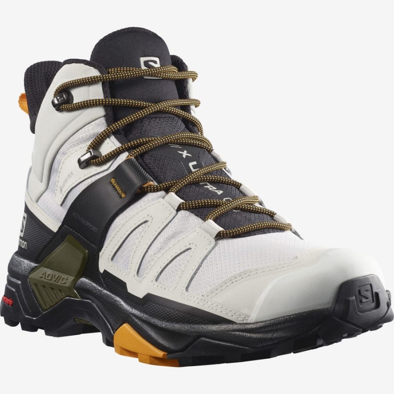 Zapatillas de Senderismo Salomon X ULTRA 4 MID GORE-TEX Hombre Blancas Negras | EC2082NWY